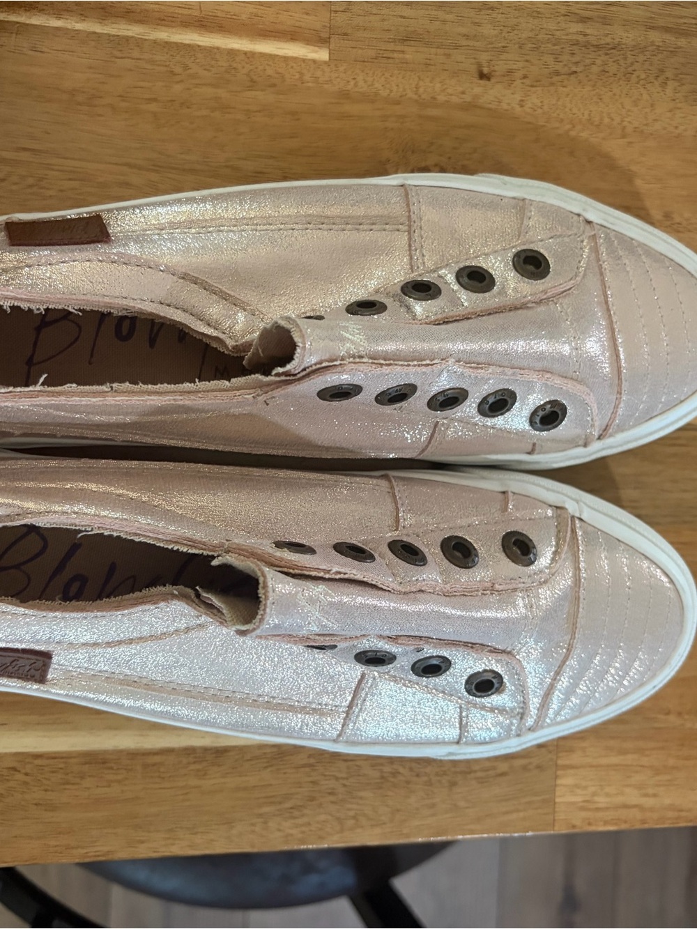 Blowfish Metallic Light Pink Slip-On Glitter Sneakers - Picture 2 of 3
